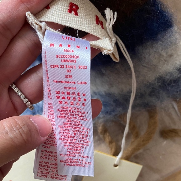 New Marni Wool alpaca Scarf ink Blue and Brown Stripes - Picture 3 of 6